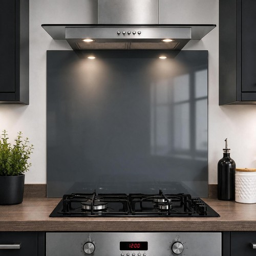 Dark grey glass splashback 6mm - grey,