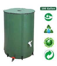 100 Gallon Rain Barrel Water Collector Collapsible Tank W/ Spigot Filter