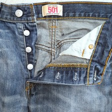Levi's 501 jeans - faded blue - straight leg - button fly - hardly worn