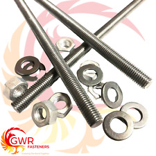 M4 M5 M6 M8 M10 ALUMINIUM Threaded Bar - Rod Studs With or Without Nuts/Washers
