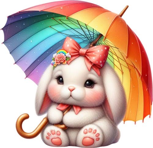 Easter bunny rainbow umbrella - rainbow,