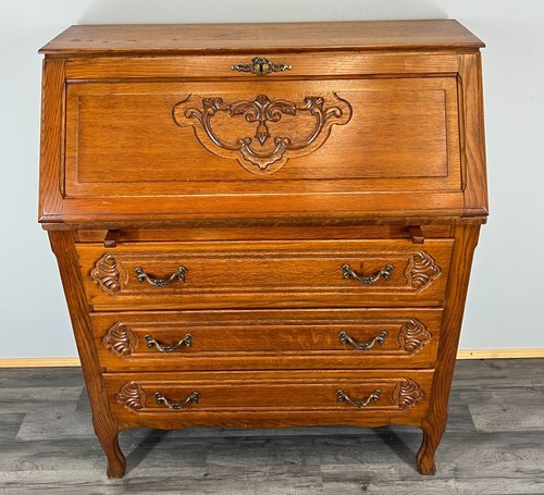 Vintage french oak secretary - french,