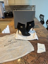 Mulberry Size 38.5 (5.5) Black Leather Stilleto Heeled Boots Rrp £250