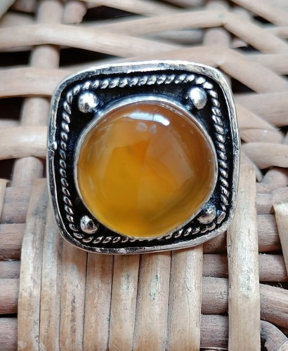 Carnelian gemstone ring - ring, 925