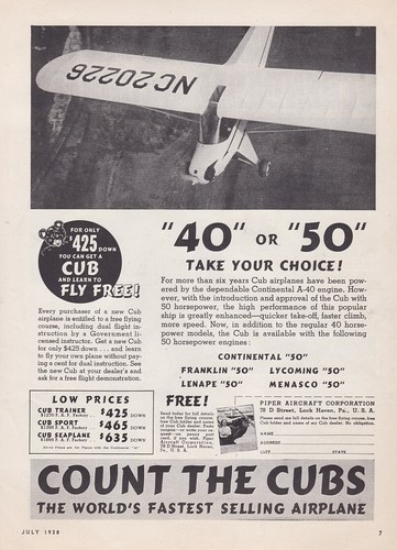 1938 piper cub - piper, ad