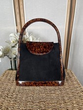 Stuart Weitzman suede & patent leather vintage handbag evening bag