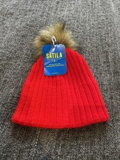Satila Red Faux Fur Pompon