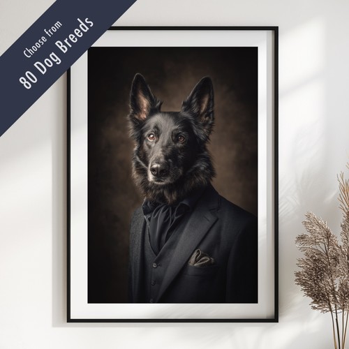 Smartly dressed dog - dressed, portrait