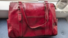 Red Fossil Leather Satchel With Handles And Zip 
