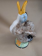 Vintage Majolica Standing Duck Wine Pitcher by Bordallo Pinheiro Portugal 15" S6