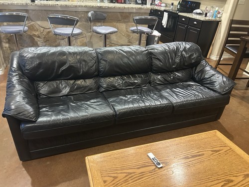 Black leather sofa - leather, 3-seater