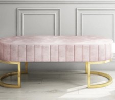 Pink Velvet Upholstered Bench