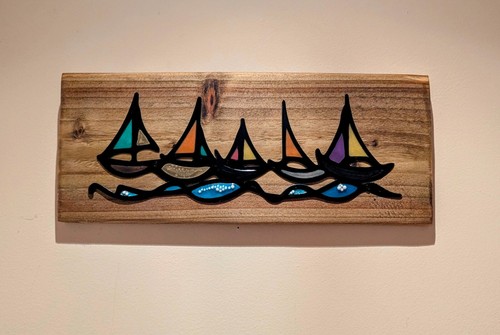 Metal and wood nautical - , boat