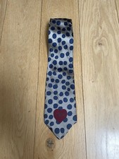 Moschino silk Polka Dot Push Love Heart Tie 1980s vintage designer Rare Tie !