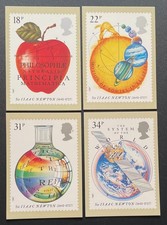 1987 Sir Isaac Newton PHQ cards. 4-Card Full set. Unused.