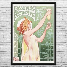 Absinthe Vintage Ad Wall Art Poster, Canvas or Framed Liquor Sign Home Bar Decor