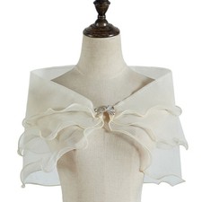 Wedding Bride Bridal Jacket Shawl Bolero Shrug- Two Tier Ivory - from uk