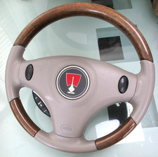 ROVER 75 MG ZT Leather Smokestone Walnut Wood Steering Wheel Genuine REFURBISHED