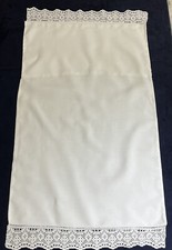 Antique White Cotton Pillowcase With Crochet Handmade Lace On Both Ends 