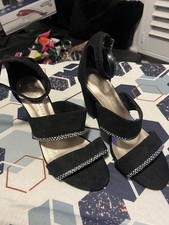 M&S Collection Black Sandals Block Heel & Decorative Trim Size 4 Never Worn ￼