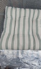 2 Winterfell Duck Egg Ticking Stripe Chair Seat Pads 15 X 15"