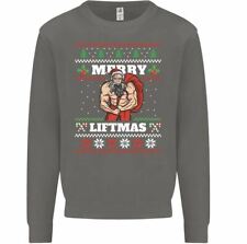 Merry Liftmas Sweatshirt Mens Funny Weightlifting Bodybuilding Gym Training Xmas