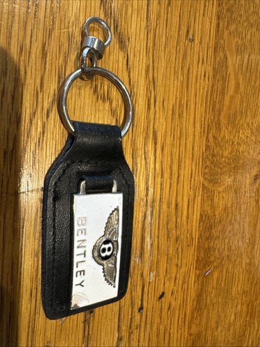 Bentley black leather key ring - black,
