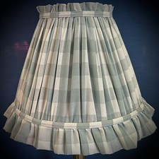 Harbour Blue Gingham Ruffled Fabric Lampshade To Match Curtains Drapes Cushions