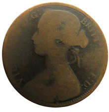 1867 Queen Victoria Bun Head One Penny Coin - Great Britain