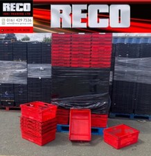 20 x USED RED ,DEEP 600 X 400 X 250mm BALE ARM TRAY/ STACKING BOX CRATE STORAGE