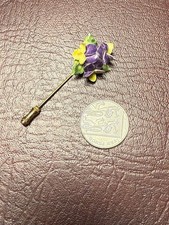 Antique Porcelain Floral Stick Pin – Hand Modelled Dresden Style c1930