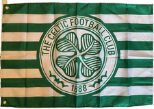 CELTIC LOGO FOOTBALL GREEN & WHITE FLAG 3x2FT FREE UK 48HR POST