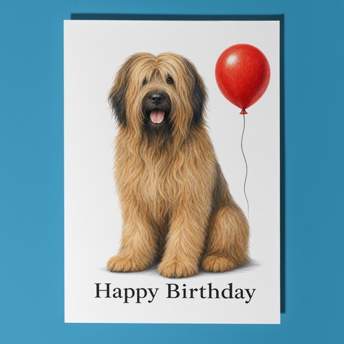 Briard birthday card - briard,