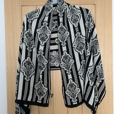Timney Vintage  100% Silk Black & White Scarf/Shawl