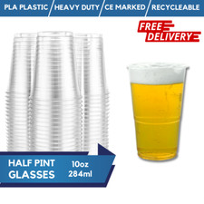 Disposable Half Pint Glasses, Clear Plastic Pint Cup, Party Cups 10oz - Reusable