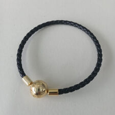 Black Leather Braided Bracelet ALE S925 Pandora Moments 
