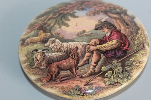 Antique prattware pot lid - antique,