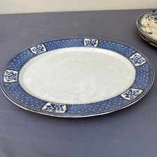 Vintage Original Blue White Burslem China 38cm Meat Serving Plate.   (B65)