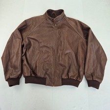 Blue Harbour Leather Jacket Large Brown Men's Casual M&S Lined Warm
