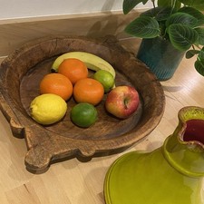 Antique Hand carved Wooden Indian Dough Bowl Parat rustic interior design