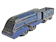 Mettoy Blue Color Streamline Tinplate Clockwork Train LNER 4490 & LMS Wagon