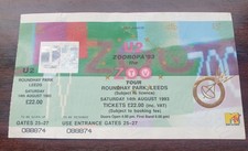 U2 1993 Zoo TV Tour Original Concert Ticket Roundhay Park Leeds *UNUSED* MINT