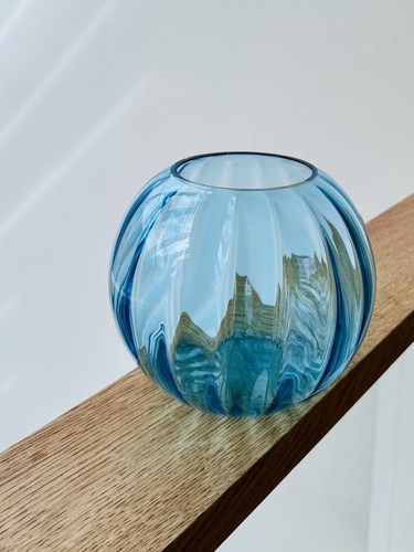Vintage blue ribbed glass - vintage,