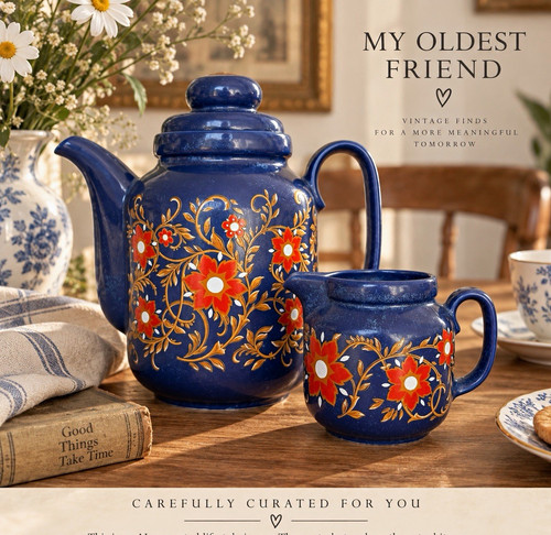 Vintage teapot with - vintage,