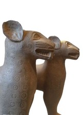 Authentic, Rare And Old Benin bronze Leopard Pair. Stunning Work. 59cm. Nigeria