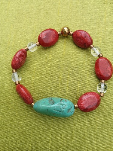 Turquoise coral beaded - &,