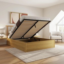 Fusum Spindle Ottoman Lift Up Storage Bed Gas Lift 4ft6 Double Oak 135cm GRADED