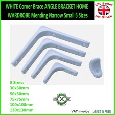 WHITE Corner Brace ANGLE BRACKET HOME WARDROBE Mending Narrow Small 5 Sizes