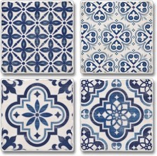 4 x Thirstystone Blue & White