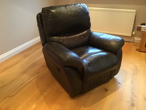 Brown leather armchair - brown,